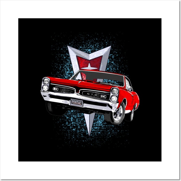 Red 67 Pontiac GTO Wall Art by ZoeysGarage